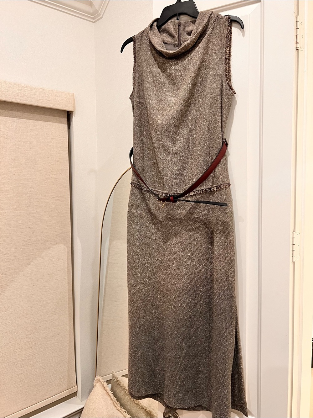 Zara Brown Sleeveless Midi Dress with Cowl Neck - Picture 3 of 4